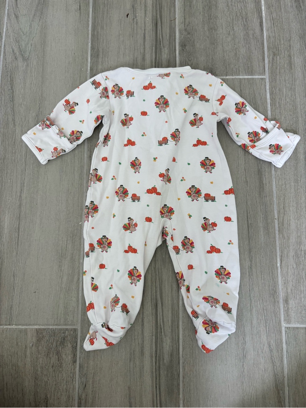 KISSY KISSY Pima Cotton Thanksgiving Turkey Time Zipper Footie 0-3M - Picture 2 of 3